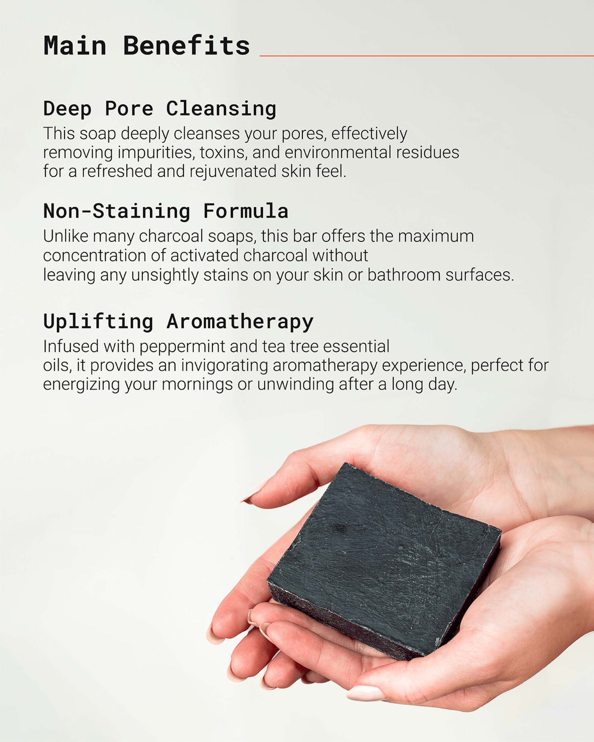 Natural Charcoal Soap designed to balance oily skin and provide a thorough deep cleanse. Helps individuals with clogged pores, blackheads, and acne, leaving the skin refreshed and free of excess oils.