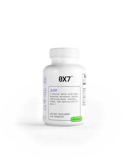 Natural 5-HTP Calcium supplement designed to increase serotonin levels, helping to reduce stress, anxiety, and symptoms of depression. Perfect for people searching for a natural way to manage their mood and improve mental well-being.