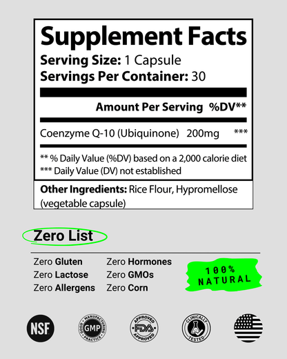 Natural CoQ10 Ubiquinone supplement to increase energy, support heart health, and reduce oxidative stress. Ideal for those searching for natural ways to promote cardiovascular health and protect against free radicals.