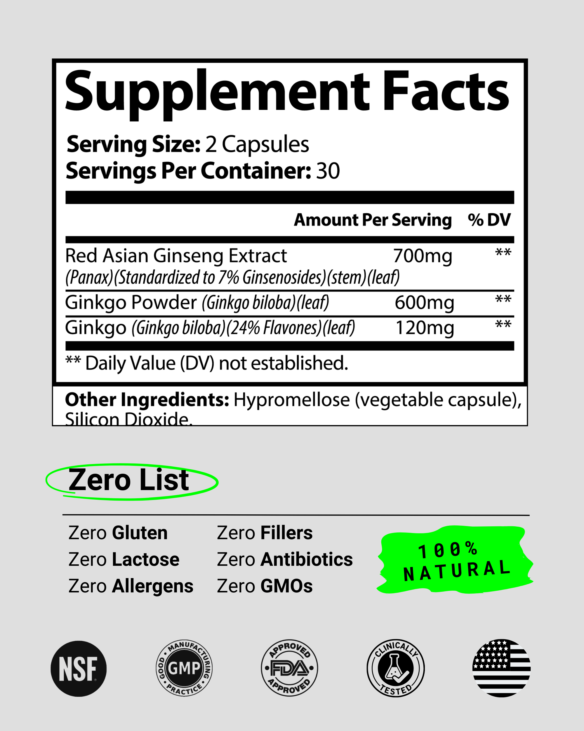 All-natural Ginkgo Biloba Ginseng supplement for cognitive health, memory support, and mental clarity. Perfect for those looking to improve focus, boost energy, and enhance overall brain function.