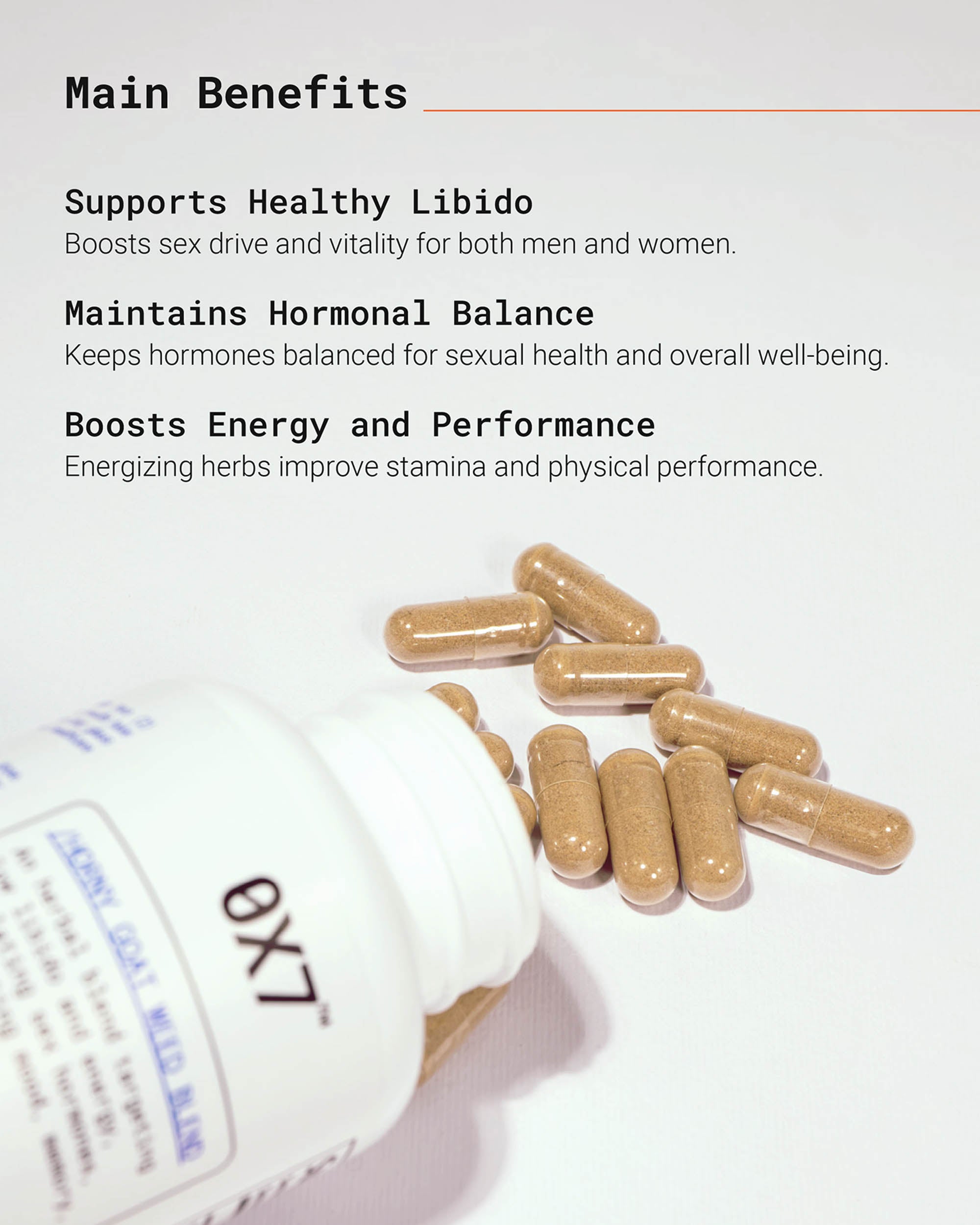 Natural Horny Goat Weed supplement designed to support libido, sexual performance, and overall energy. Perfect for those seeking natural solutions to improve sexual function and stamina.