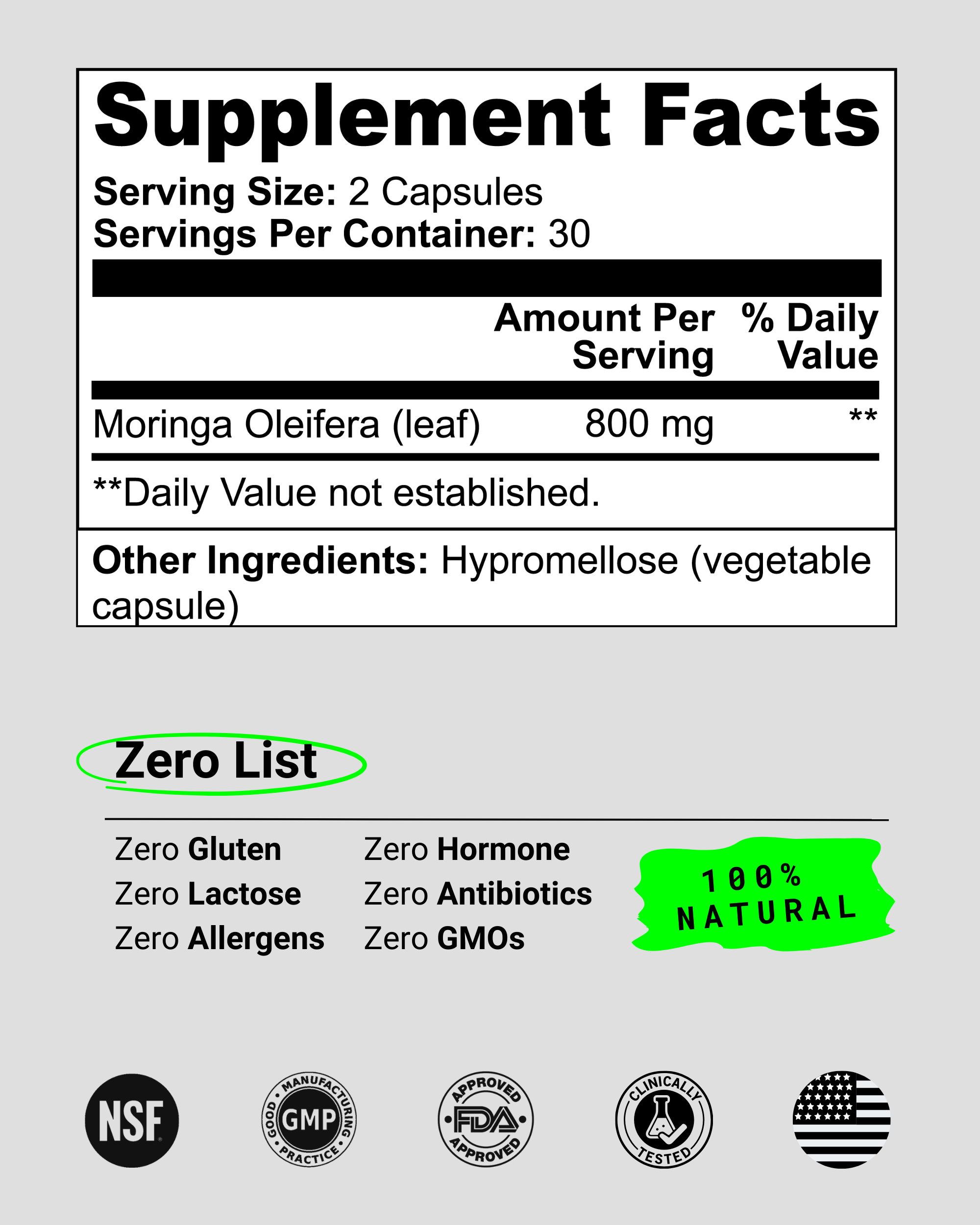 All-natural Moringa Pure supplement designed to support immune function, boost energy, and provide a rich source of antioxidants. Perfect for individuals seeking a nutrient-packed supplement to improve overall health.