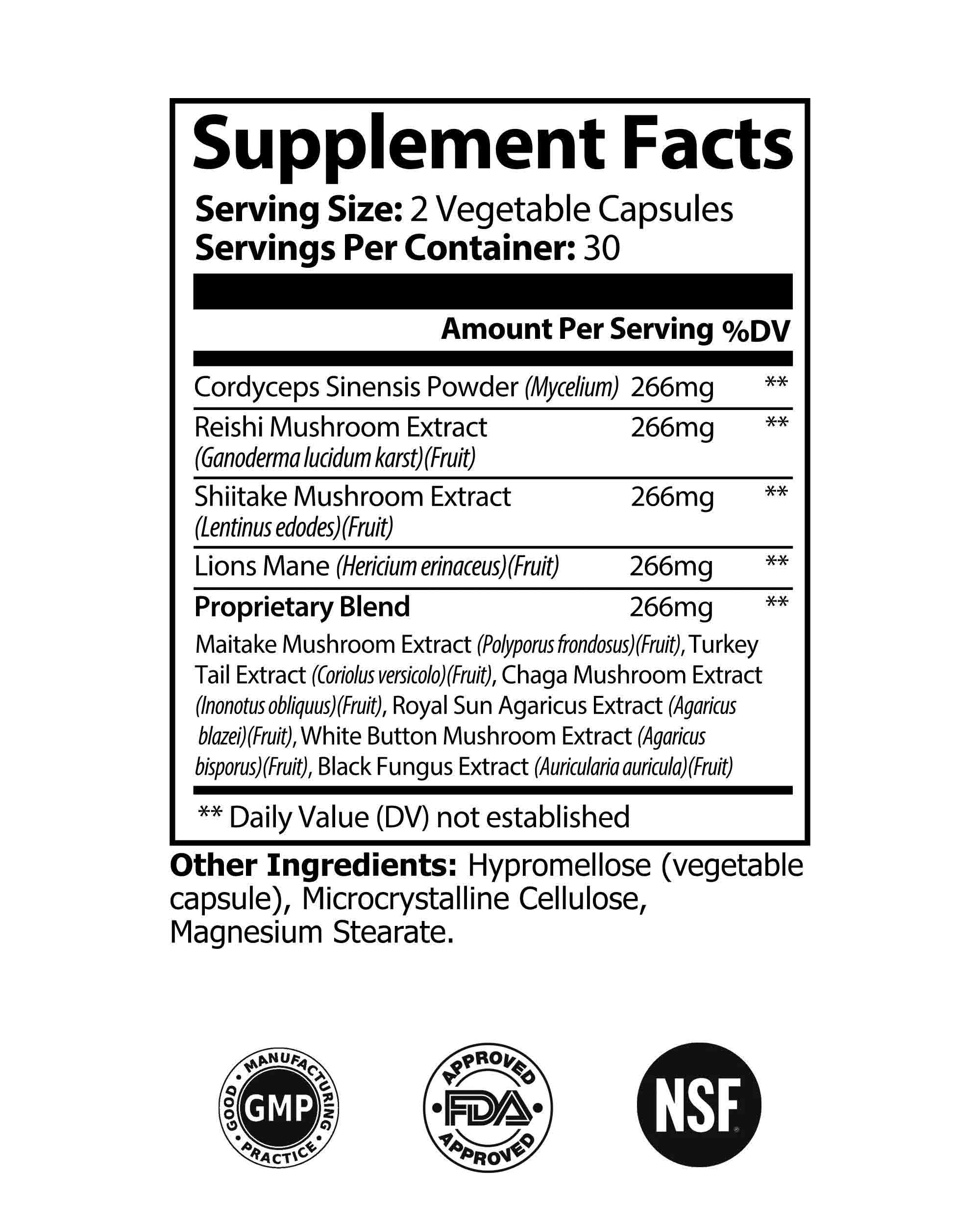 Mushroom Complex 10-X with 10 powerful mushrooms to support immunity, energy, and mental clarity. Perfect for people searching for a comprehensive mushroom supplement to enhance health and vitality.