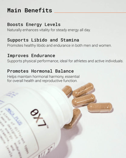 Natural Maca Plus supplement designed to improve endurance, enhance energy, and promote overall well-being. Perfect for people looking for a natural solution to improve stamina and support hormonal health.