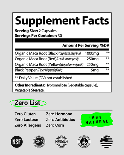 All-natural Maca Plus supplement for enhancing energy, stamina, and hormonal health. Perfect for individuals searching for a natural way to improve endurance and overall well-being.