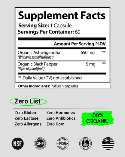 Natural Ashwagandha supplement to improve emotional balance, relieve stress, and support overall mental health. Ideal for those searching for a natural way to manage daily stressors and improve mood.