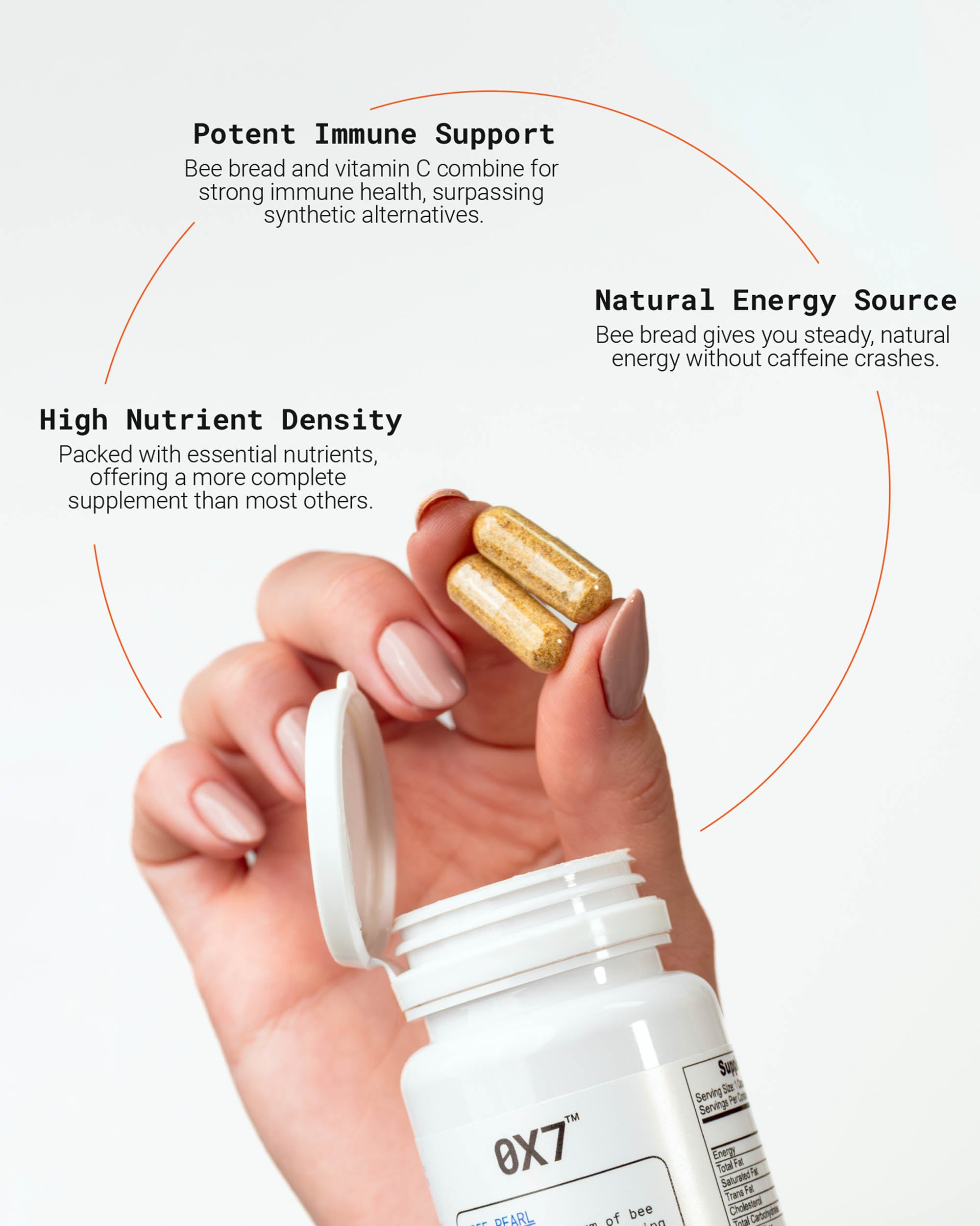 Bee Pearl supplement for boosting energy levels, improving mental clarity, and strengthening the immune system. Ideal for people searching for natural supplements to enhance vitality and promote overall health.