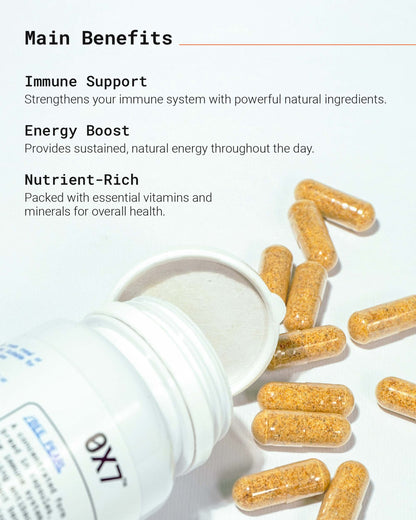 Natural Bee Pearl capsules designed to enhance immune function, improve energy, and provide antioxidant protection. Ideal for those looking for a natural supplement to maintain health and prevent illness.