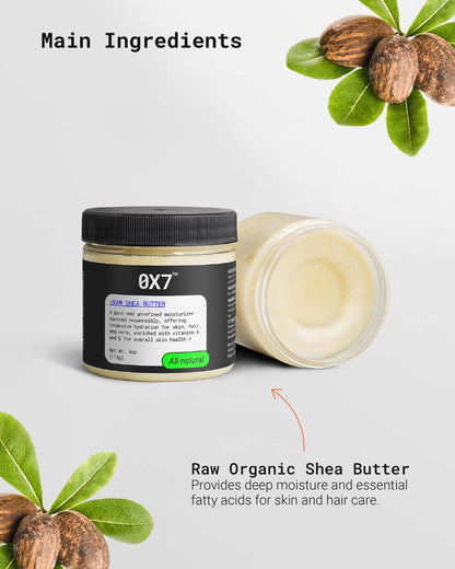 Raw Shea Butter for soothing dry, cracked skin and restoring moisture. Great for individuals seeking a natural, plant-based butter to improve skin texture and protect against dryness.