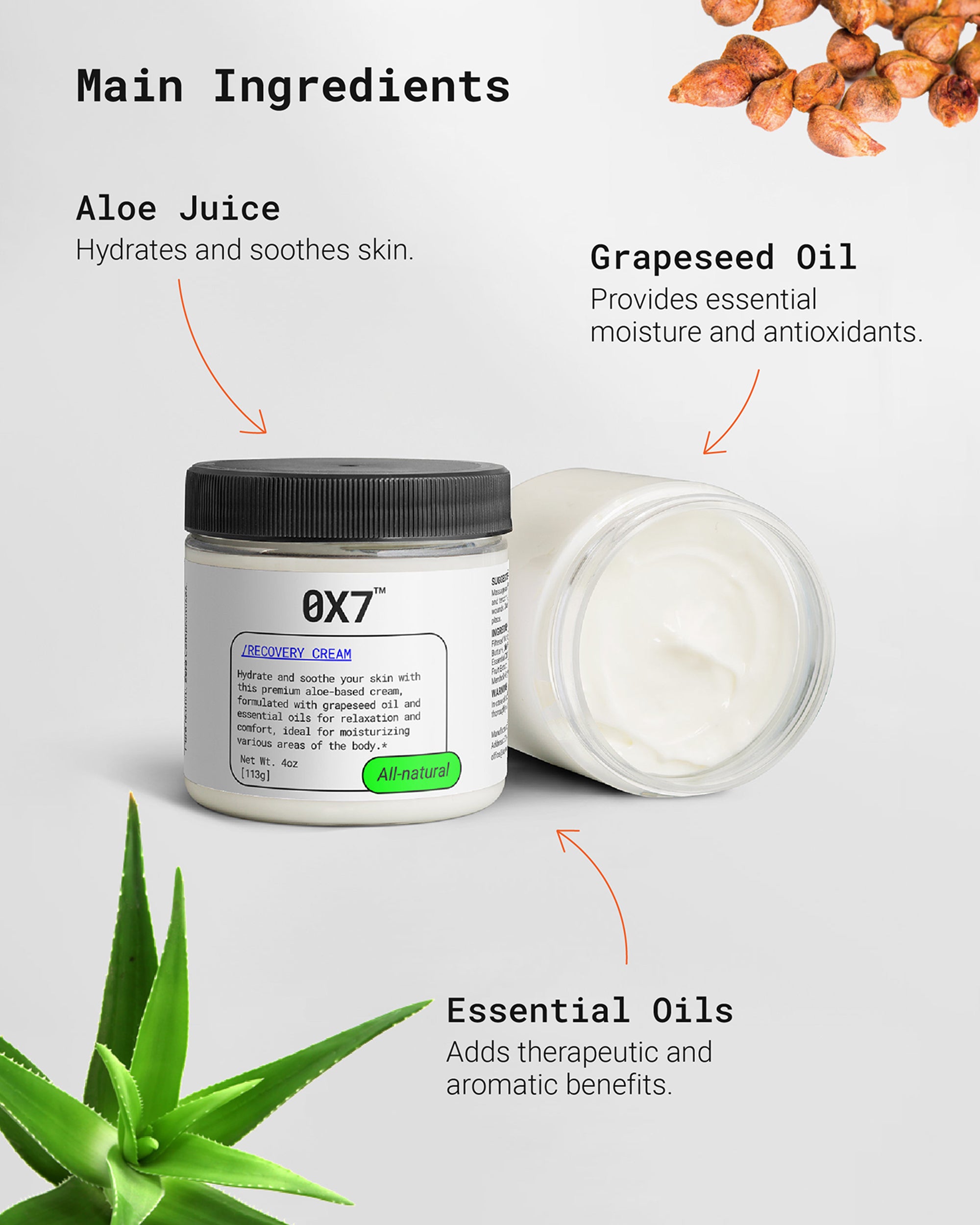 Recovery Cream formulated with natural ingredients to soothe aching muscles, reduce inflammation, and promote healing. Great for individuals searching for a natural way to improve post-workout recovery.