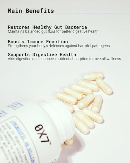 Natural Probiotic 40 Billion designed to restore healthy gut flora, reduce bloating, and improve nutrient absorption. Ideal for those looking for a natural probiotic to improve digestion and gut function.