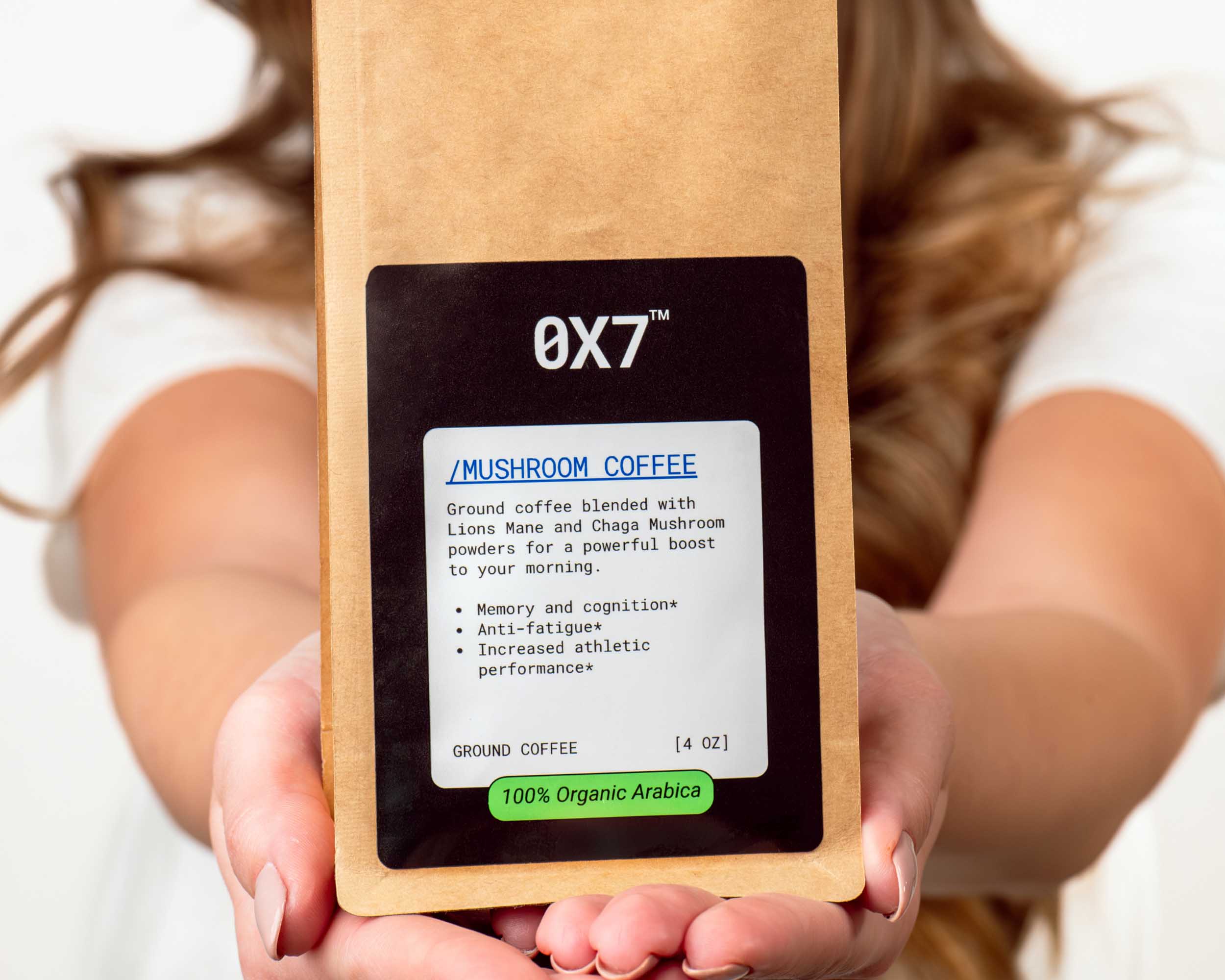 Natural Superfood Mushroom Coffee Blend by Zero-X-Seven | 0X7, designed to boost energy, enhance brain health, and support immune function. Ideal for individuals searching for a healthier coffee alternative with added wellness benefits.